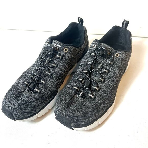Skechers Womens 9.5 Flex Elite Gray/Black Casual Running Shoes Sneakers Low Top - Picture 3 of 11
